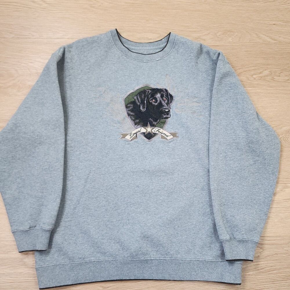 Croft & Barrow Sweatshirt Adult Mens M Chocolate Lab Dog Embroidered Soft Heavy